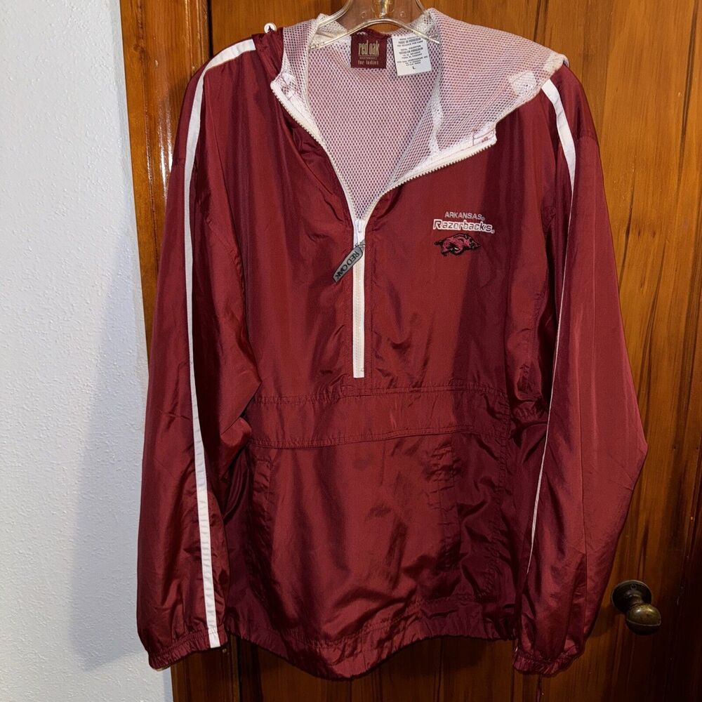 Red Oak Arkansas Razorbacks Zipper Pullover For Ladies Size Large Embroidered